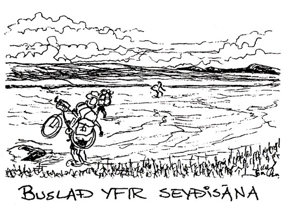 Buslað yfir Seyðisá